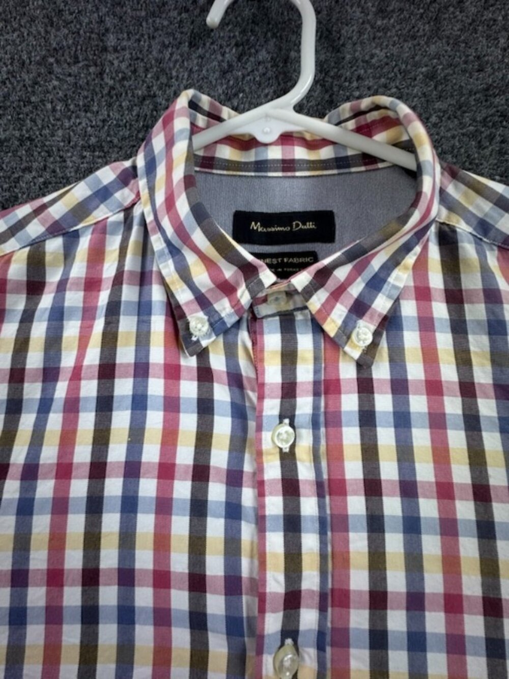 Massimo Dutti Check Button-Down Finest Fabric Blue Red Medium Men Shirt Woven